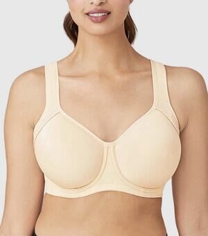 Wacoal Bra 32DDD 853302 Lindsey Sport Contour beige full coverage athletic